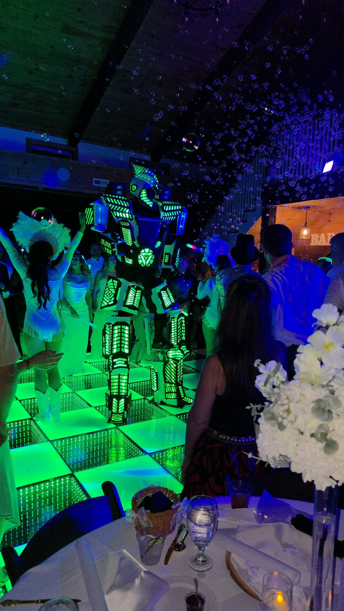 8FT LED Robot with blue and green programming